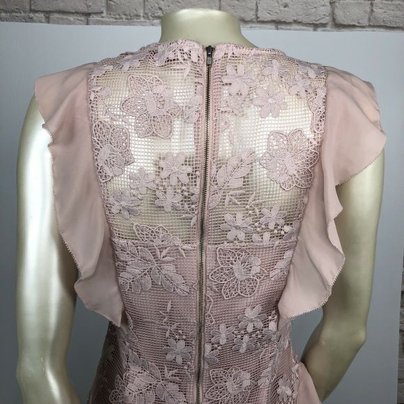 PARKER Gabriel Mini Dress In Pearl Blush Ruffle 6 - Picture 6 of 10